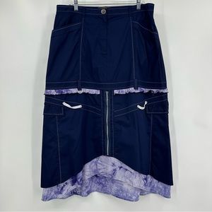 Donna by Donna Vinci Nautical Midi Skirt Navy Blue Size L